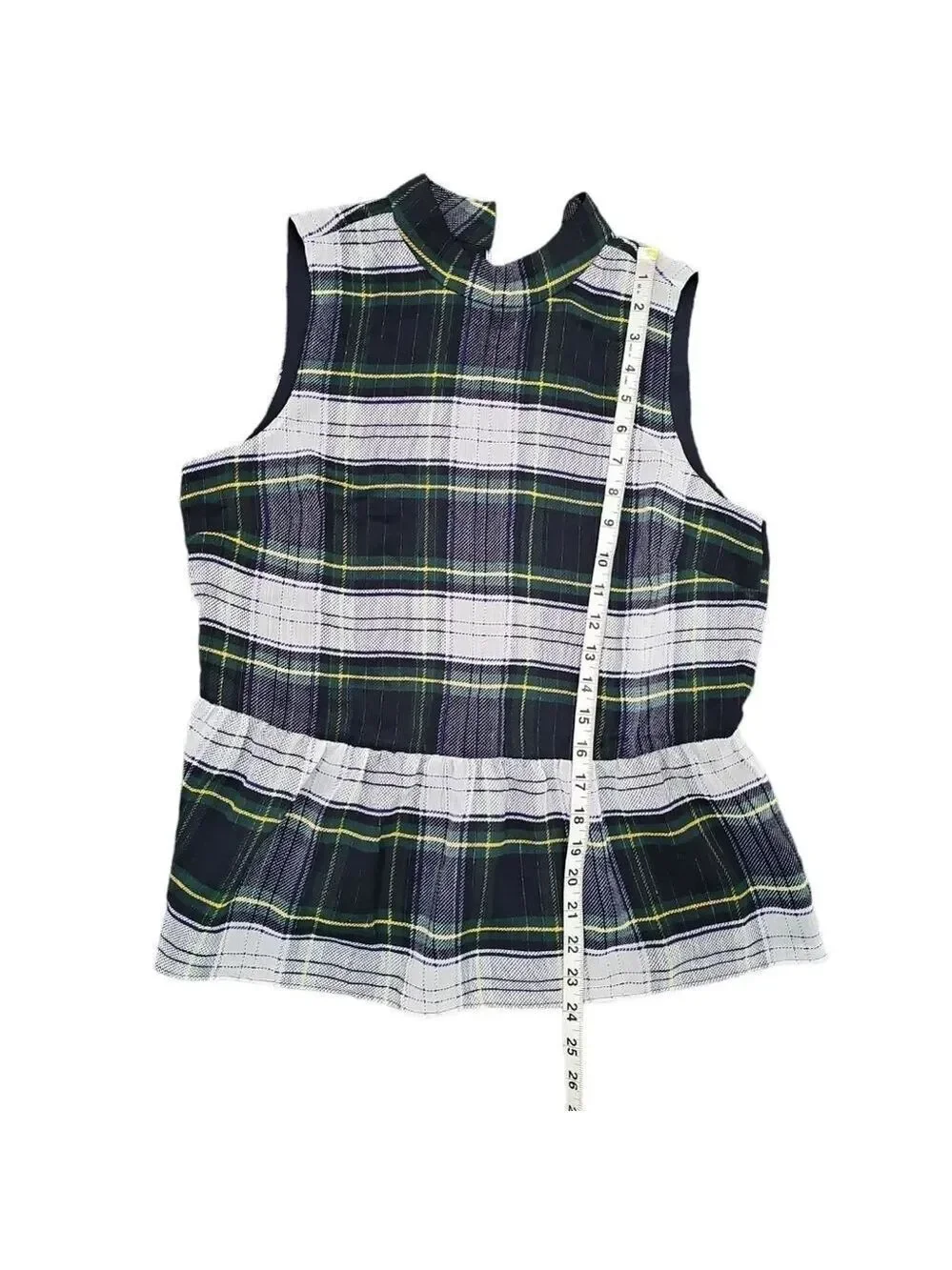 J Crew NEW Womens Size S Sleeveless Peplum Top Gilded Highland Tartan